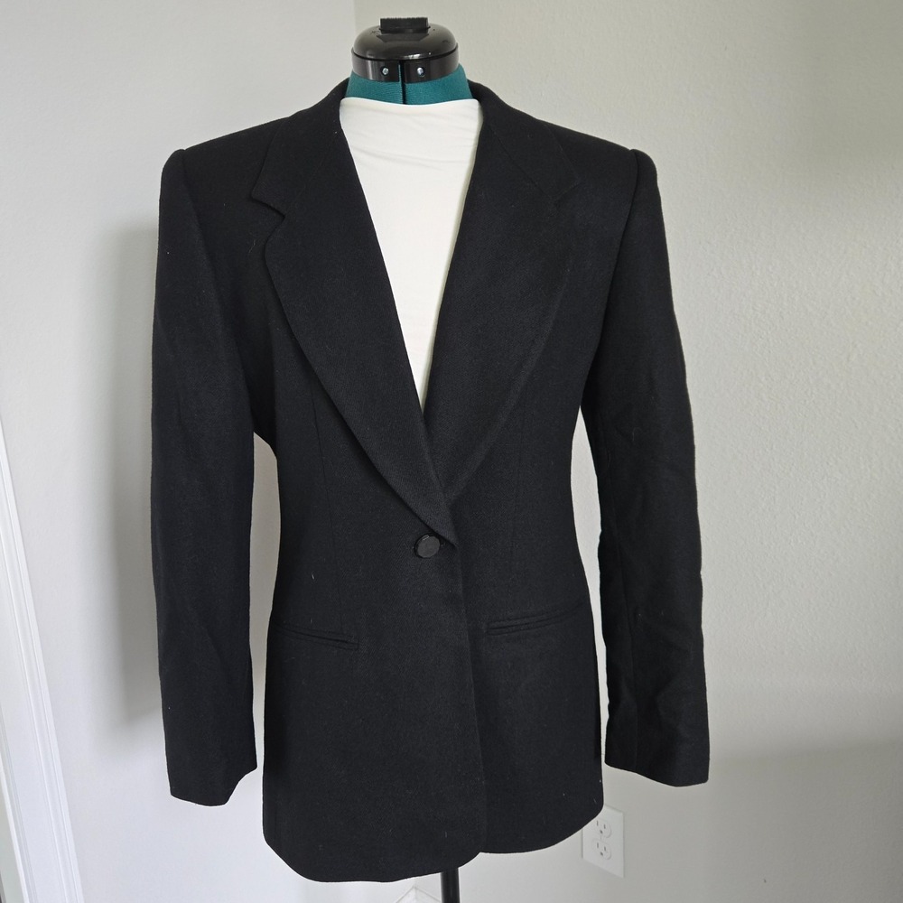 Norton McNaughton Womens Blazer Black 100% Virgin Wool Sz 10 Tailored Classic